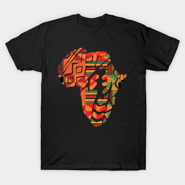 Africa Map, Kente Pattern, Gye Nyame Symbol T-Shirt by dukito